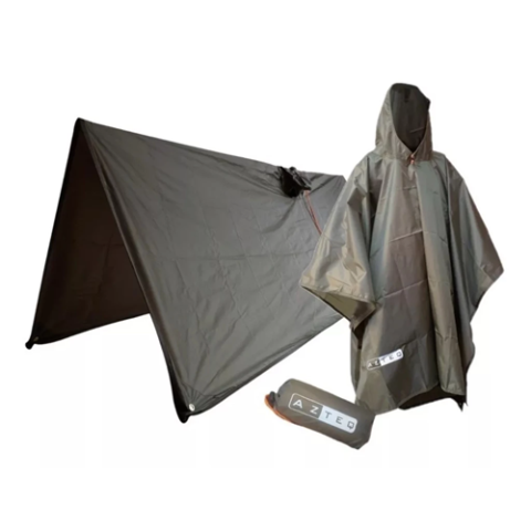 Poncho Capa Chuva Capuz Impermeável vira Lona Toldo Kocan Azteq