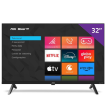 Smart TV 32″ HD AOC Roku 32S5045/78G TV HDMI 1 USB Wifi Conversor Digital