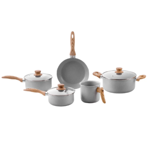 Jogo de Panelas Brinox Antiaderente Ceramic Life 5 Peças Easy Gris