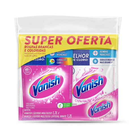 Kit Tira Manchas Vanish Gel Multiuso 1,2L + Crystal White 1,2L