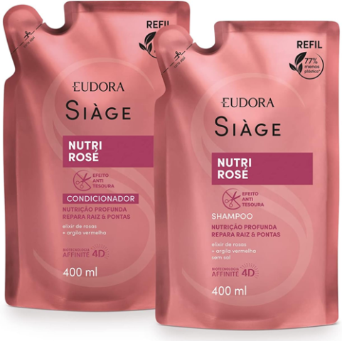Eudora Kit Refil Siàge Nutri Rosé: Shampoo 400ml + Condicionador 400ml