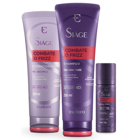 Eudora Kit Siàge Combate o Frizz: Shampoo 250ml + Condicionador 200ml + Magic Spray Capilar 30g
