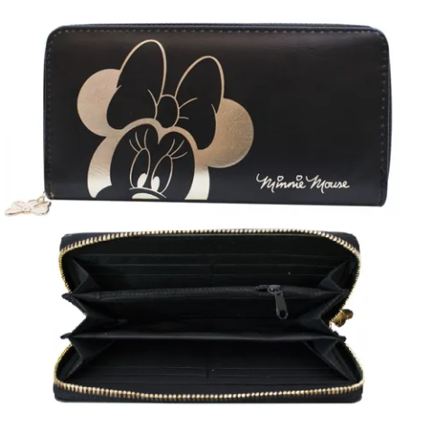 Carteira Feminina Rosto Minnie Preta Disney