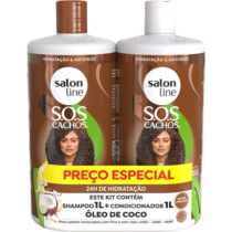Kit SOS Cachos Coco Profundo Shampoo e Condicionador Litrão Salon Line