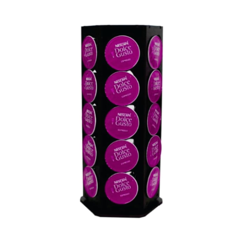 Suporte Porta Capsulas Compátivel Café Dolce Preto Madeira 30 Capsulas Giratória