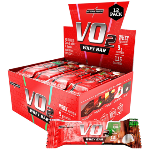 VO2 Pack 12 Unidades Whey Bar Coco Integralmedica 360g