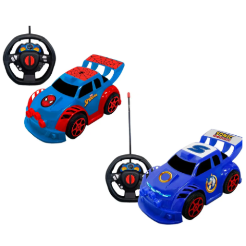 Carrinho de Controle Remoto Smart Driver 3 Funções Sonic ou Homem Aranha Candide