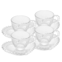 Conjunto 4 Xícaras de Café de Cristal com Pires Coração 85ml Wolff