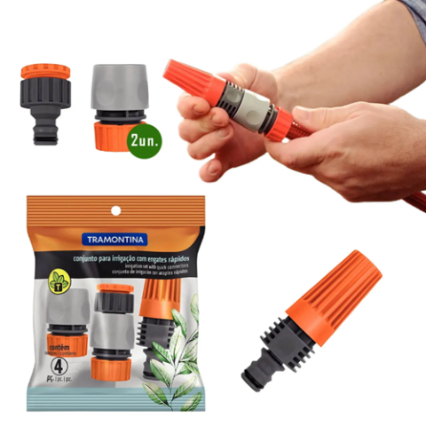 Conjunto para Irrigação Tramontina com Engates Rápidos e Esguicho