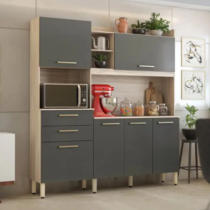 Cozinha Compacta Demóbile Select com Balcão Nicho para Micro-ondas 6 Portas 2 Gavetas