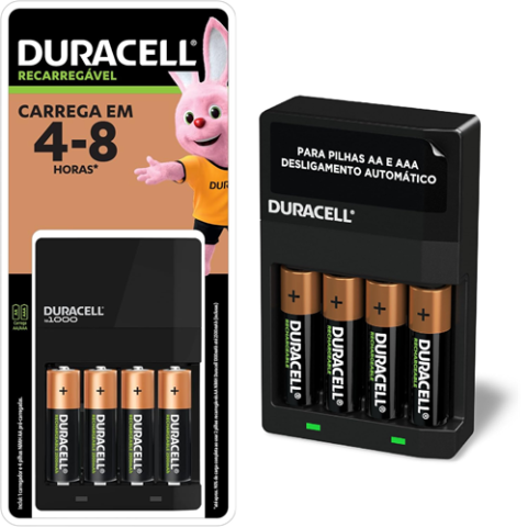 Duracell Carregador de Pilhas Recarregáveis AA e AAA Com 4 Pilhas AA