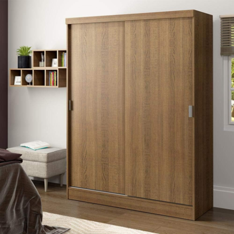 Guarda-roupa Solteiro Madesa Luke 2 Portas de Correr de Madeira Rustic