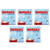 5 Pacotes Fraldas Huggies Tripla Proteção P 46 Unidades