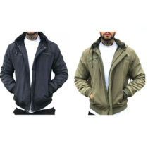 Jaqueta Masculina De Sarja Com Capuz Removivel