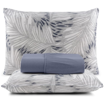 Jogo De Cama Queen 3 Peças 100% Algodão Estampado Liso Azul Jeans