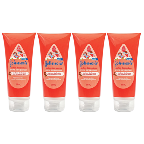 Johnson’s Kids 4 Unidades Creme Para Pentear Para Cabelos Cacheados Cachos Dos Sonhos 200ml
