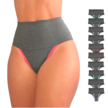 Kit 10 Calcinhas Fitness Cós Alto Compressão 100% Algodão Viere