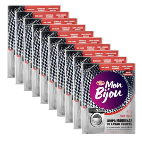 Kit 10 Unidades Mon Bijou Limpa Máquinas Lavar Roupa 80g