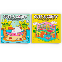 Kit 2 Livros de Colorir Coleção Cute & Comfy Coloring Book for Adults Bold Easy