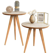 Kit 2 Mesas de Apoio e Decoração de Sofá com Apoio Pé Palito