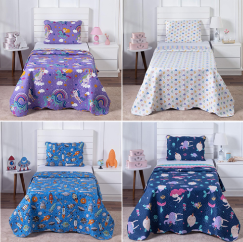 Kit Cobre Leito Kids 2 Peças Dupla Face Matelado Ultrassónico