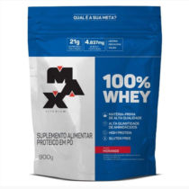 Max Titanium Refil 100% Whey 900g Refil Morango ou Chocolate