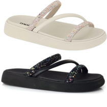 Sandalia Papete Moleca Feminina Tiras Strass