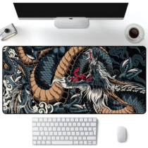 Mouse Pad Gamer Speed Extra Grande Dragão Azul Premium com Borda Costurada 70cmx35cm Gaxmark