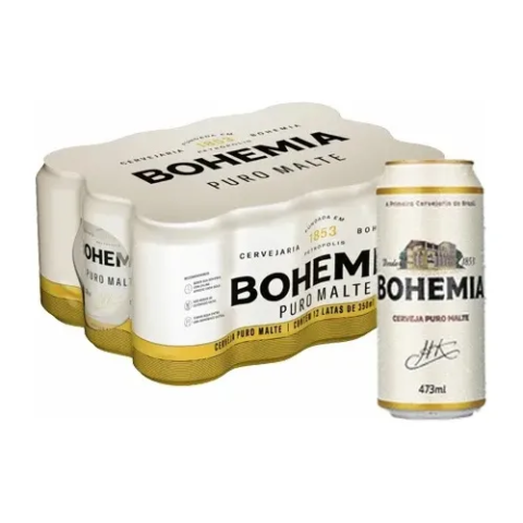 Pack 12 Unidades Latão Cerveja Bohemia Puro Malte 473ml