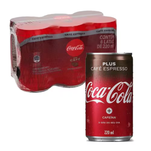 Pack 6 Unidades Coca-Cola Plus Café Espresso Lata 220ml