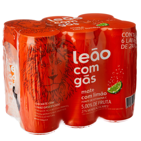 Pack 6 unidades Matte Leão Limão com Gás Lata 290ml