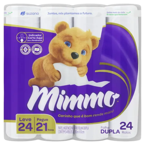 Papel Higiênico Folha Dupla 30m Mimmo 24 rolos