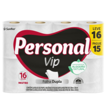Personal Papel Higiênico Vip Folha Dupla 16 Unidades Branco