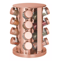 Porta Tempero Condimento Giratório Rose Gold 16 Potes Vidro
