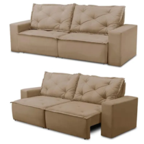 Sofá Retrátil Reclinável 2 Lugares Molas 1,50m Ana Suede Cor Cappuccino
