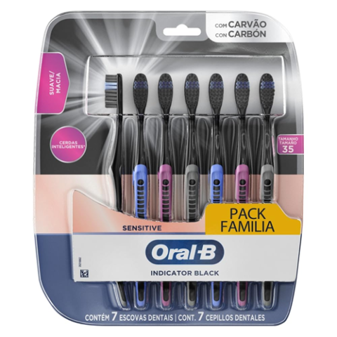 Oral-B Escova de Dente Indicador Black Charcoal 7 Unidades