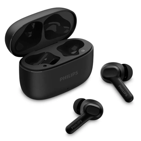 Fone de Ouvido Sem Fio Bluetooth Philips TWS Intra-auricular Preto com Microfone