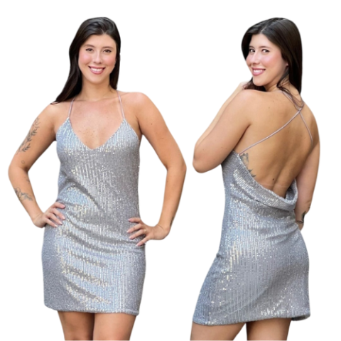 Vestido Paete Sawary Costas Degage