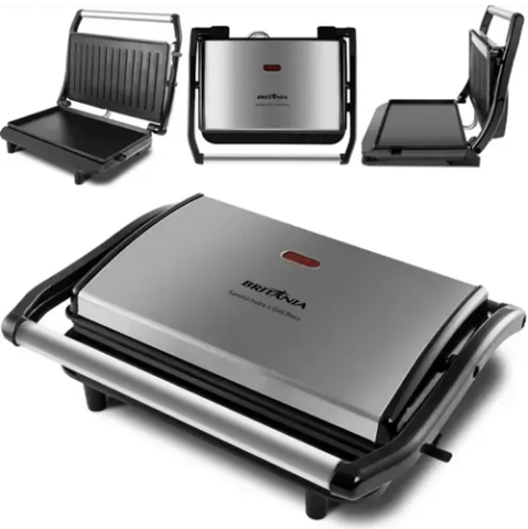 Sanduicheira e Grill Britânia Press 2 em 1 Antiaderente 850W – 220V