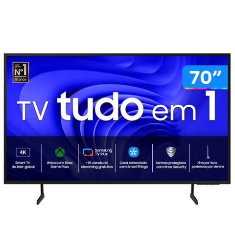 Smart TV 70” 4K UHD LED Samsung 70DU7700 – Wi-Fi Bluetooth Alexa 3 HDMI
