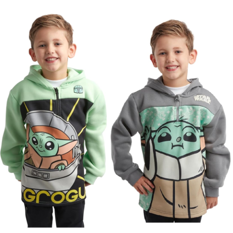 Moletom com Capuz Meninos Mandalorian Baby Yoda 1/4 Zip Fleece STAR WARS