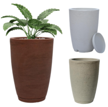 Vaso Polietileno Decorativo 44cm Cone Bojo 1 Com Prato