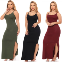 Vestido Longo Alcinha Canelado Fenda Lateral Sarawi Fashion