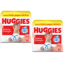 2 Pacotes Huggies Fralda Descartável Máxima Proteção M 172 Unidades