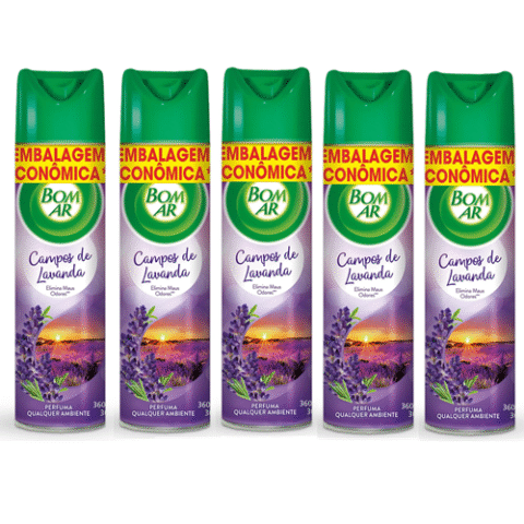 Air Wick 5 Unidades Aromatizador Bom Ar Aerossol Lavanda 360ml