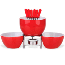 Aparelho de Fondue Cerâmica Brinox Vermelho 10 Peças