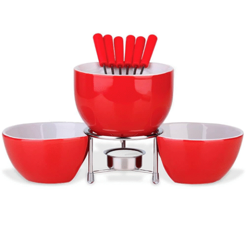 Aparelho de Fondue Cerâmica Brinox Vermelho 10 Peças