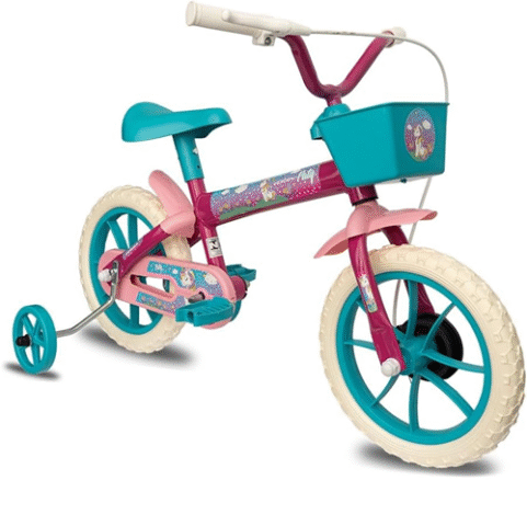 Bicicleta Infantil Aro 12 Verden Paty Pink com Cestinha e Rodinhas