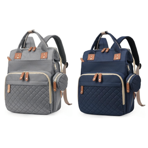 Bolsa Mochila Maternidade Impermeável com Zíperes Duplos e Bolso Traseiro Antirroubo Fianne