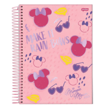 Caderno Espiral Universitario 10 Matérias Minnie Arts Make 160 Folhas Jandaia